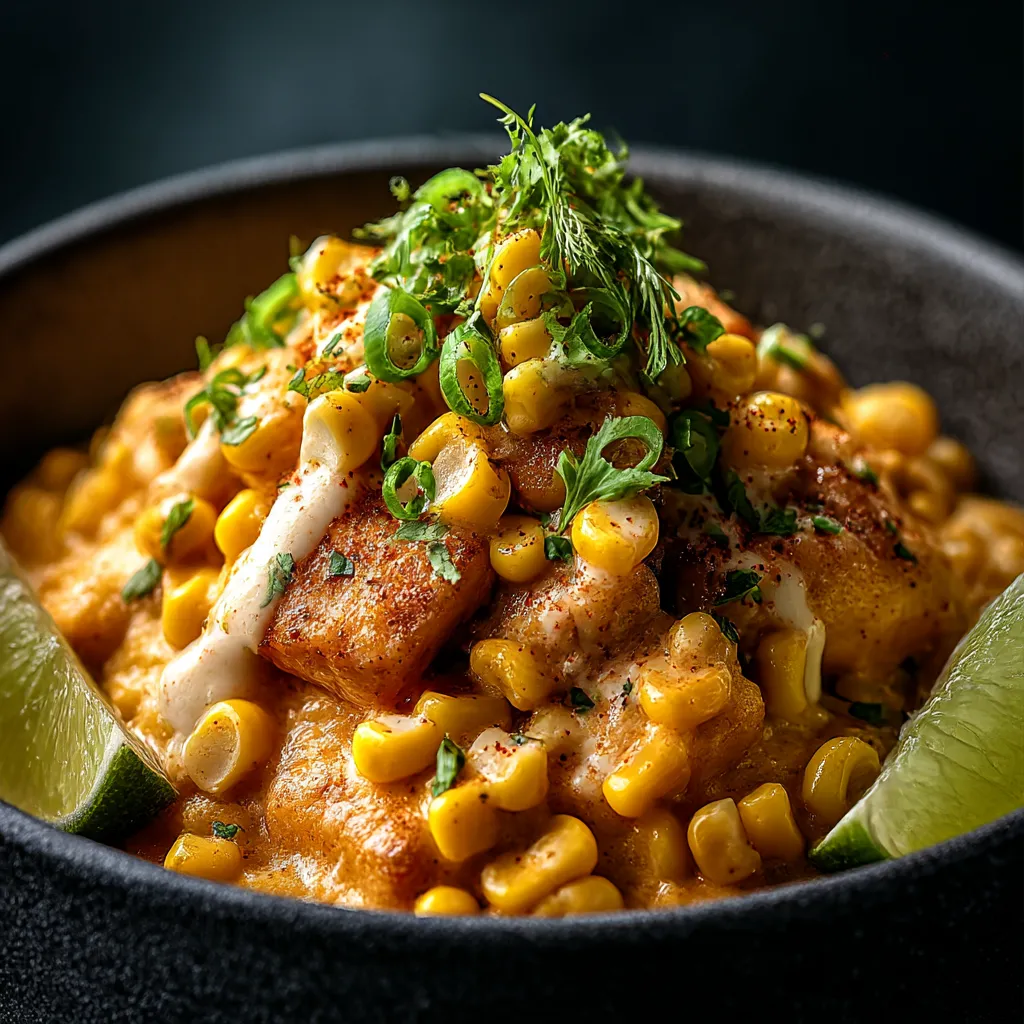 A bowl of food with a green lime wedge on top.