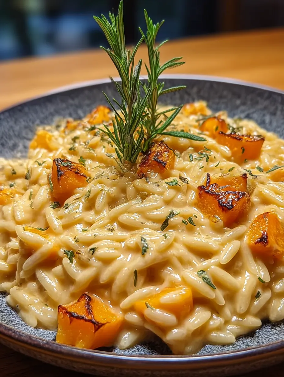 A bowl of pasta with a sprig of rosemary on top.