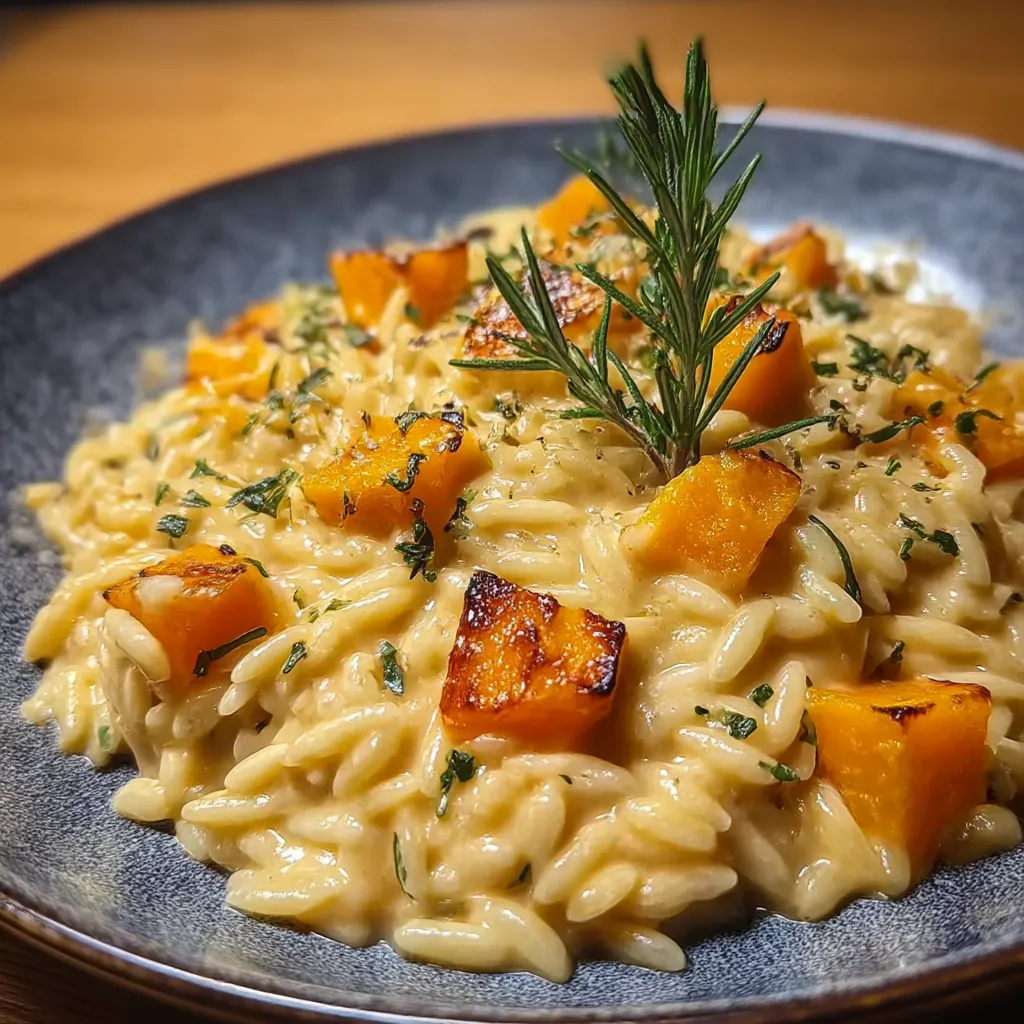 A plate of food with a sprig of rosemary on top.