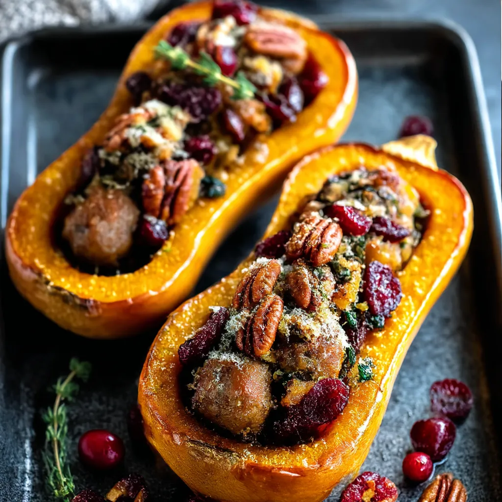 Two stuffed squash with nuts and berries.