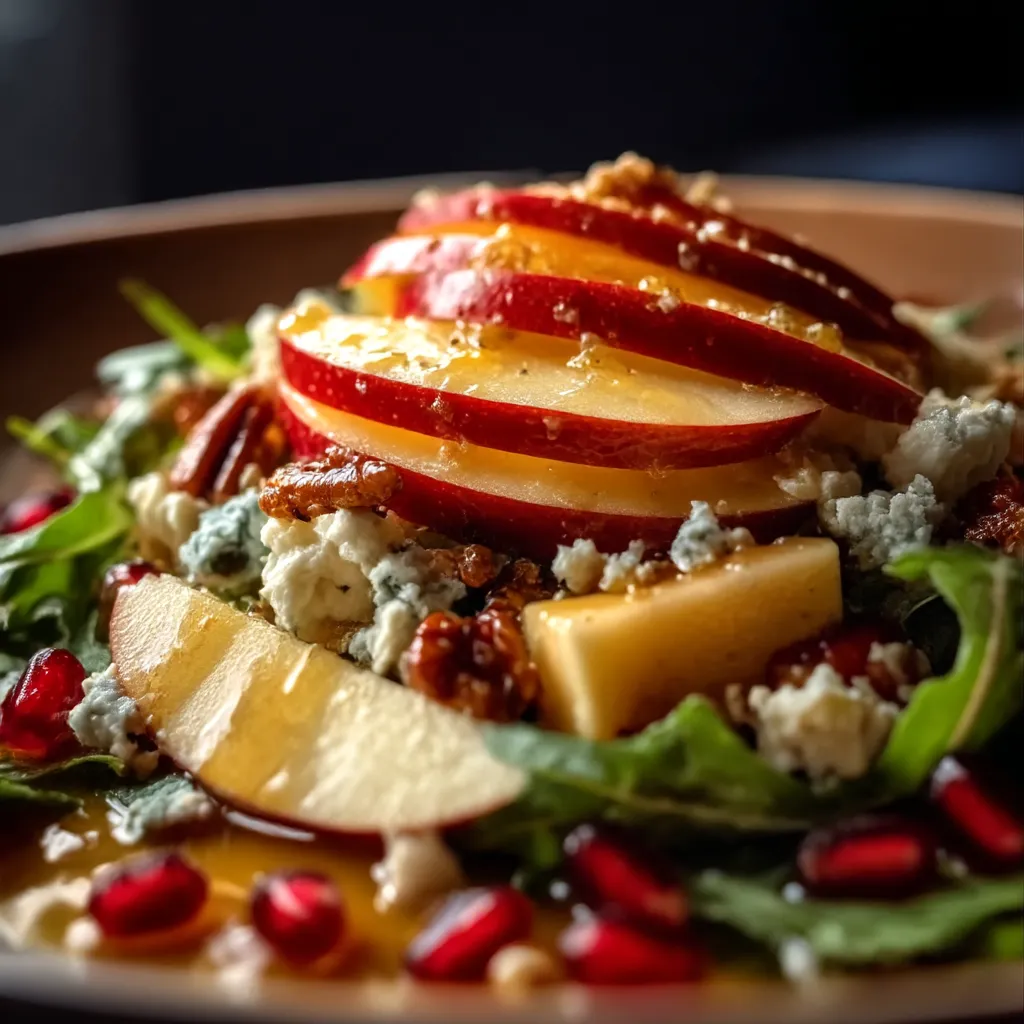 A plate of food with a slice of apple on top.