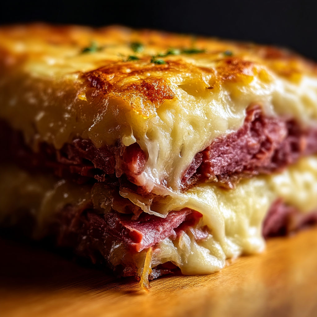 A close up of a meat sandwich with cheese.