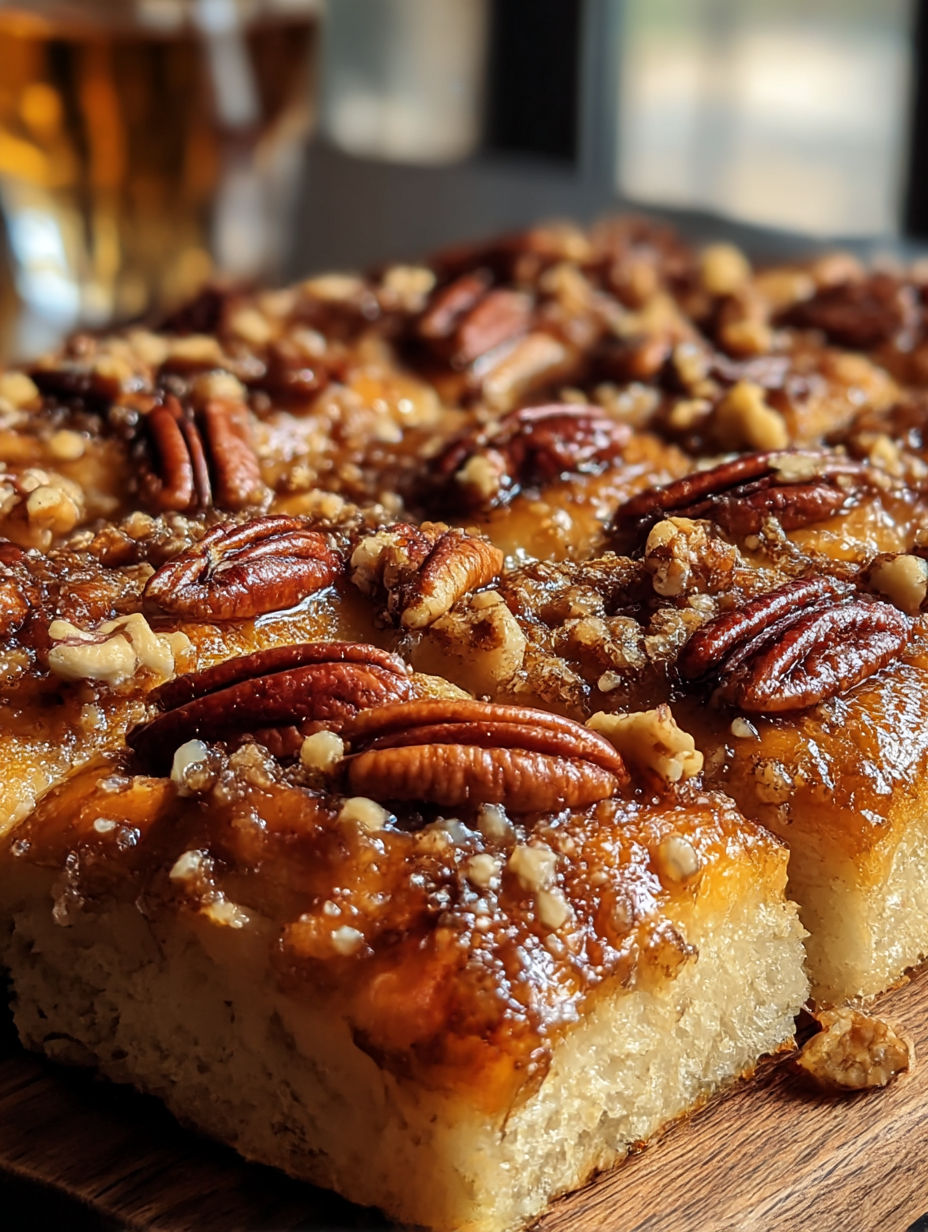 A slice of pecan pie with a glass of beer.
