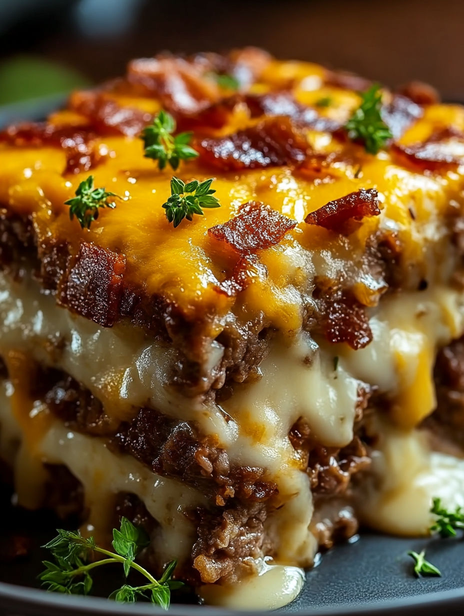 A delicious bacon and cheese casserole.