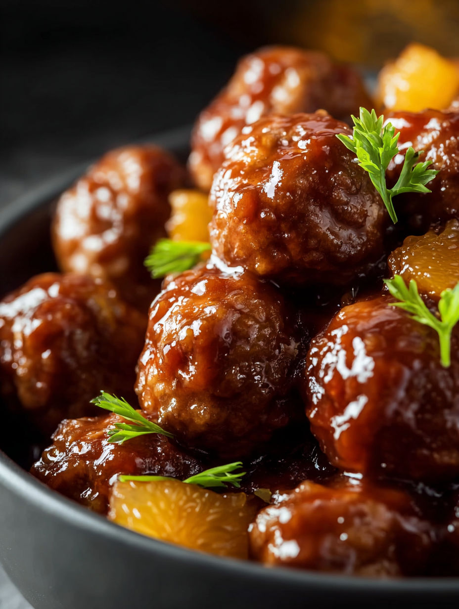 A bowl of meatballs with a sauce.