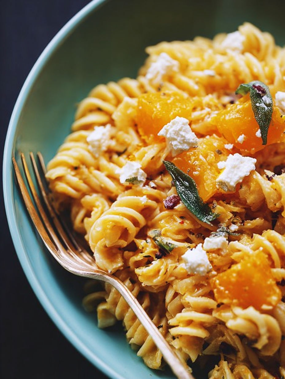 A bowl of pasta with cheese and orange slices.