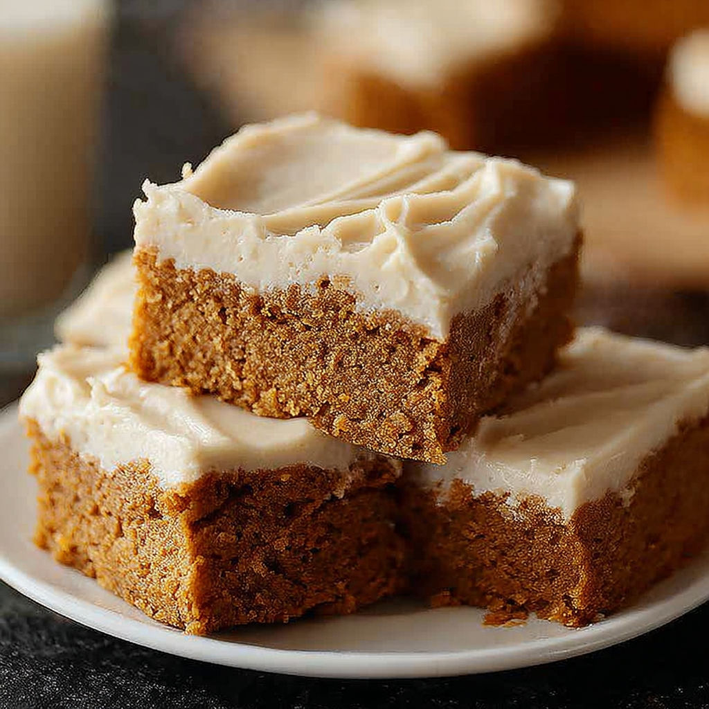 A stack of cake bars on a plate.