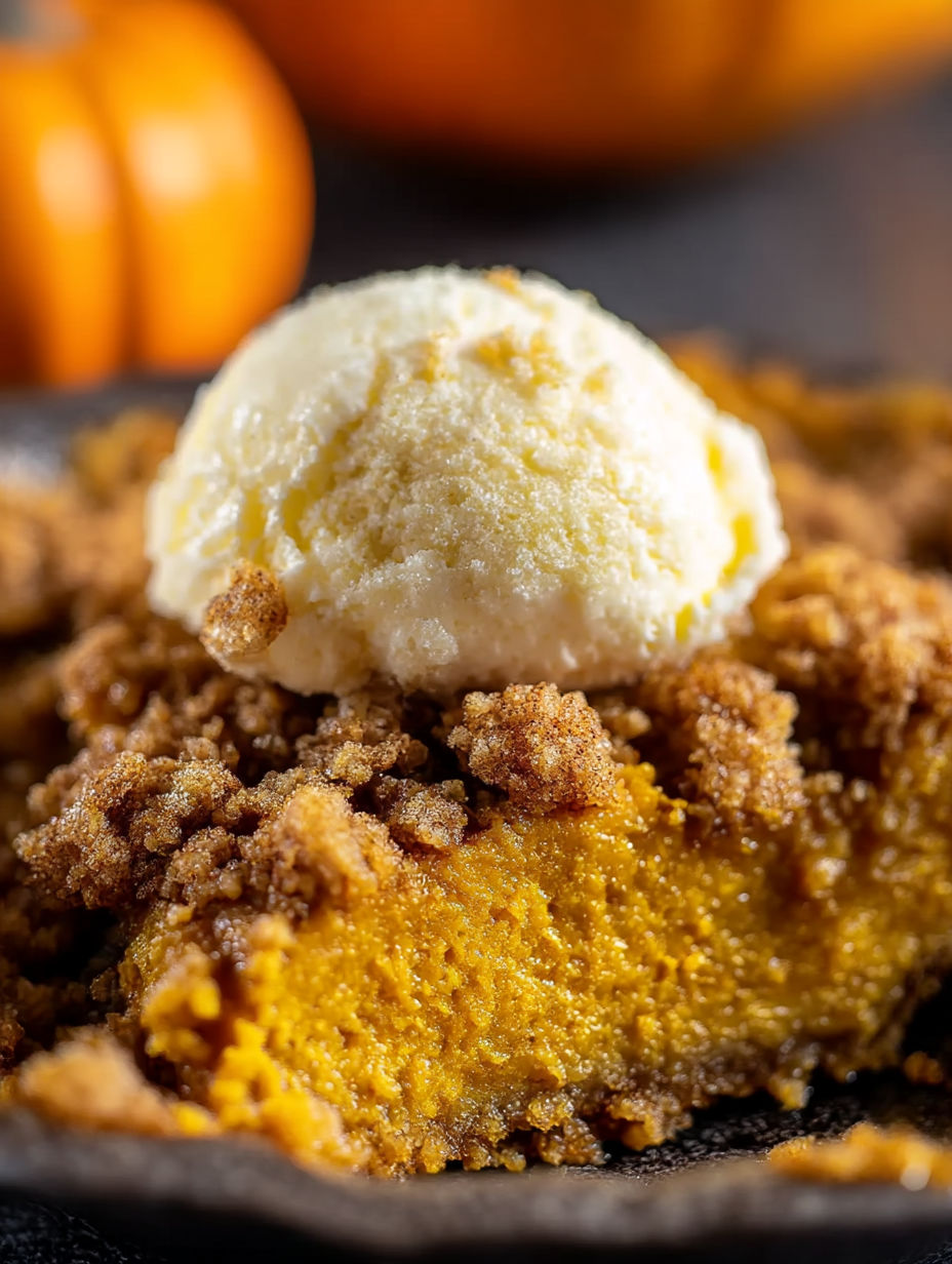 A dessert recipe with a scoop of ice cream on top.