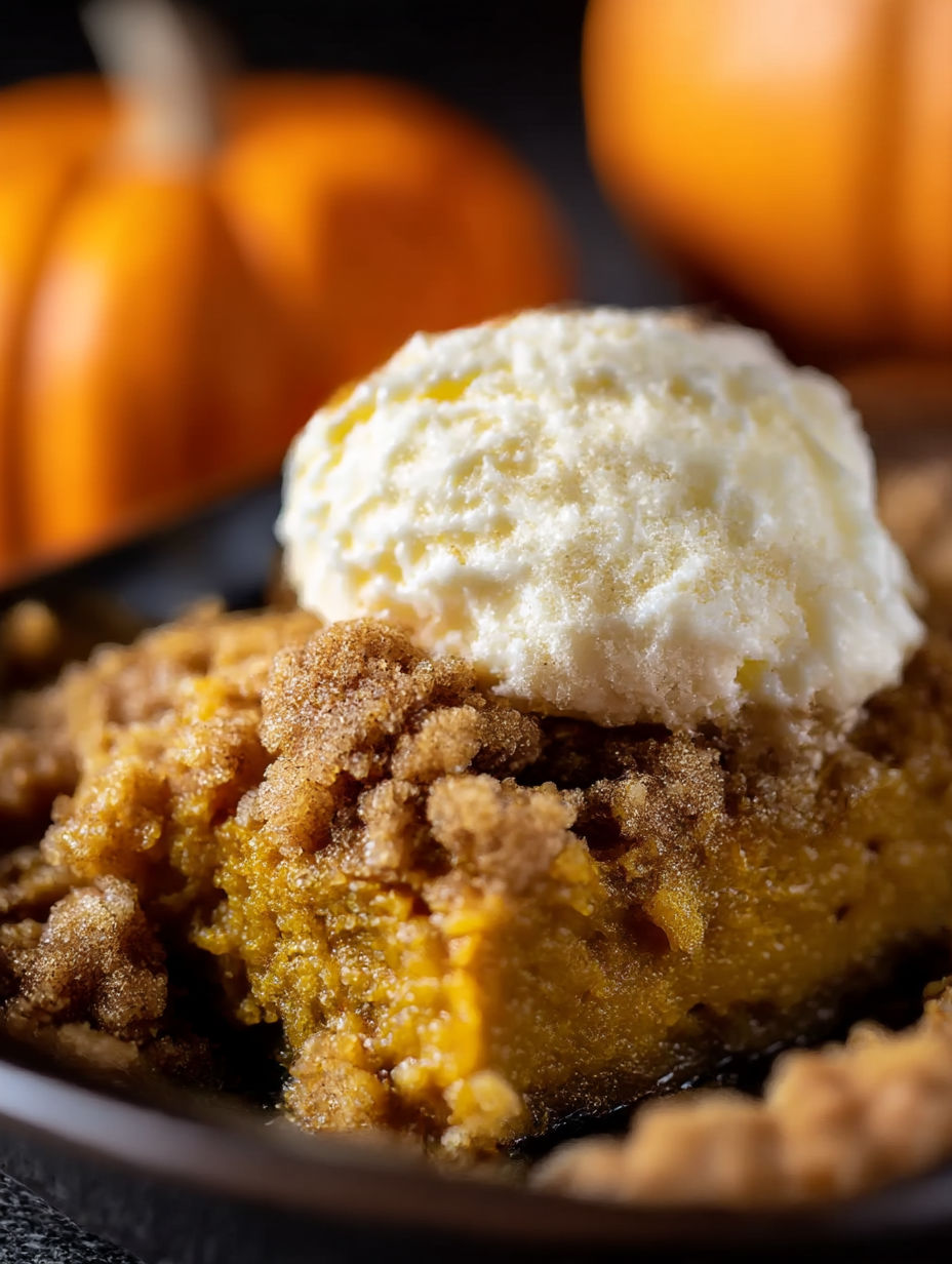 A dessert with a scoop of ice cream on top.