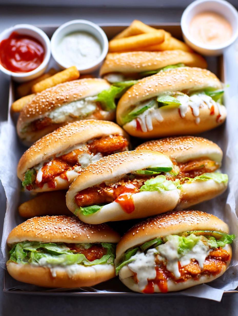 A tray of sandwiches with lettuce and tomato.