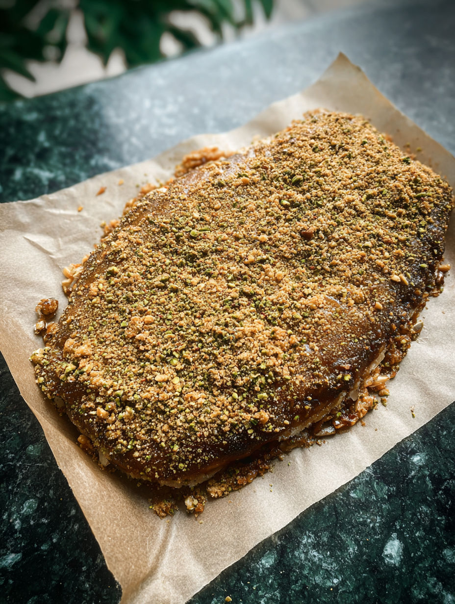 A piece of food with a spice on it.