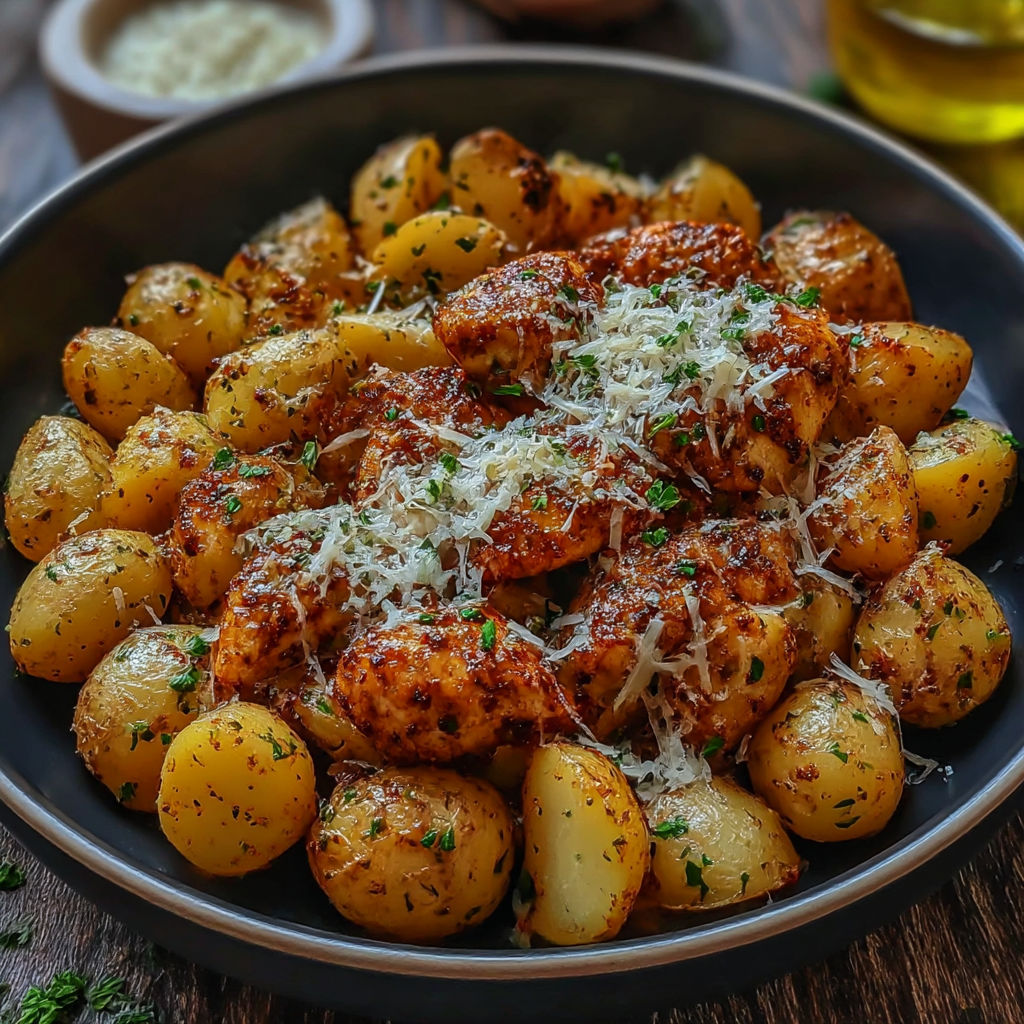 A plate of food with potatoes and meat.