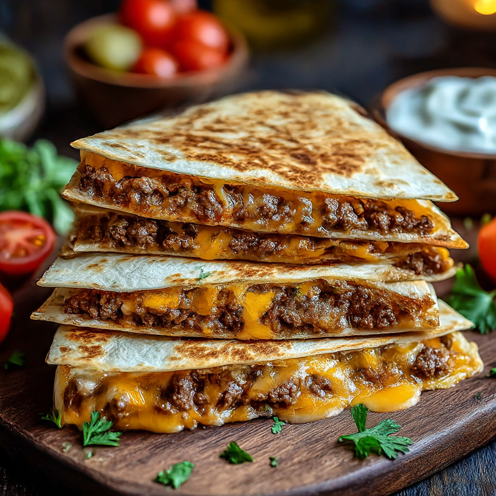 A stack of three Mexican food sandwiches.