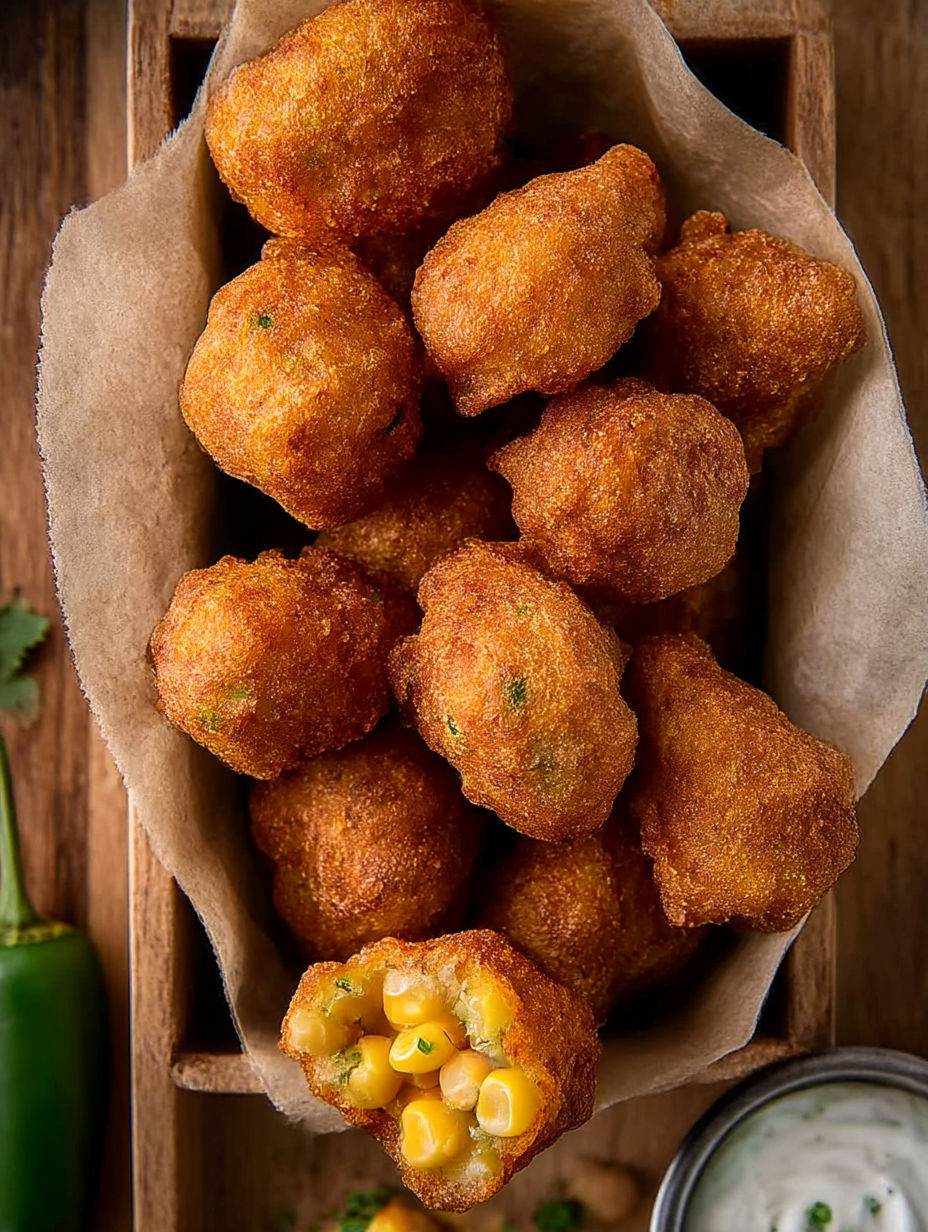 A basket of corn dogs.
