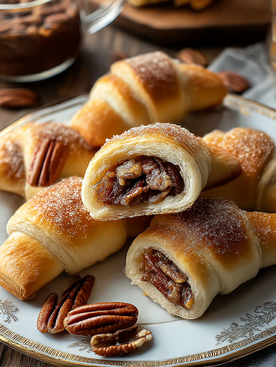 A plate of pastries with a nut topping.