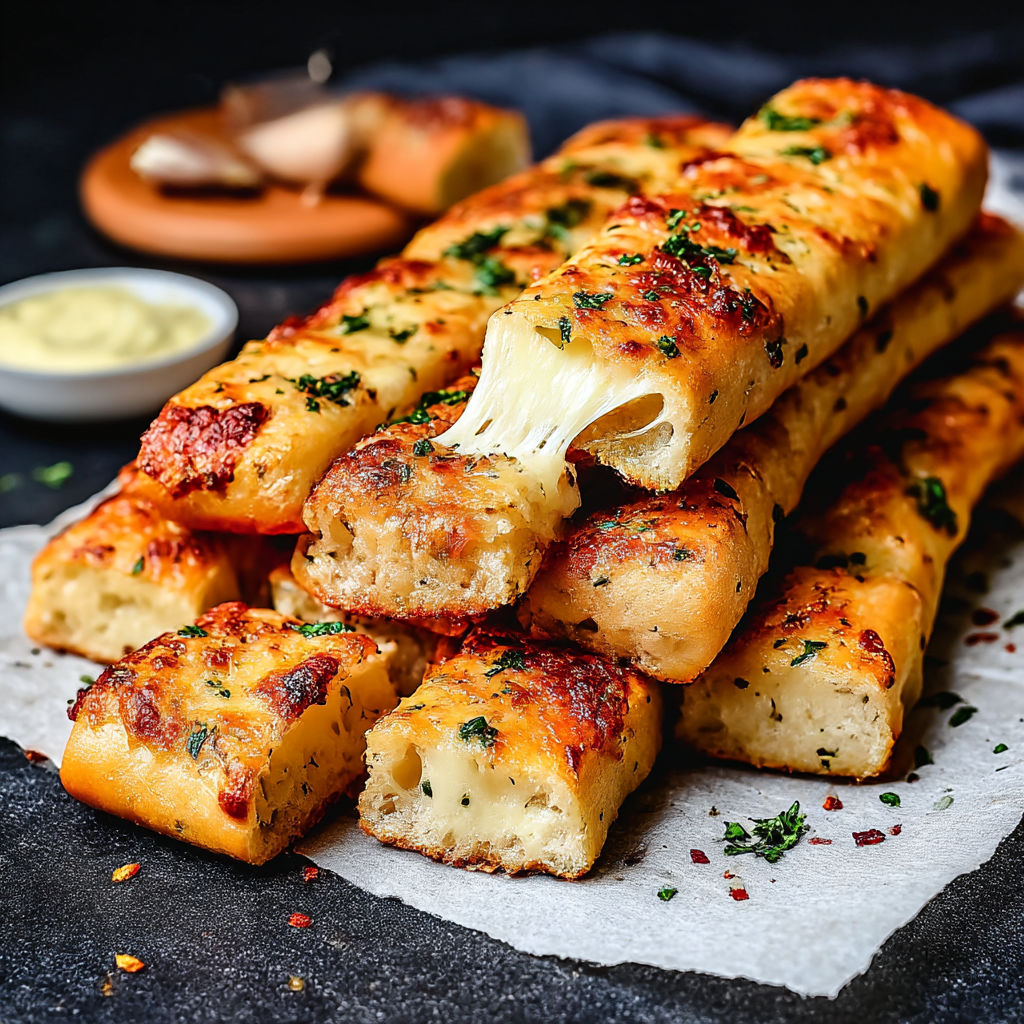 A stack of bread with cheese on top.