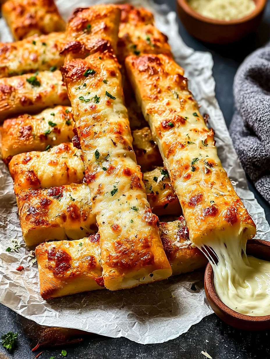 A plate of cheese sticks with sauce.