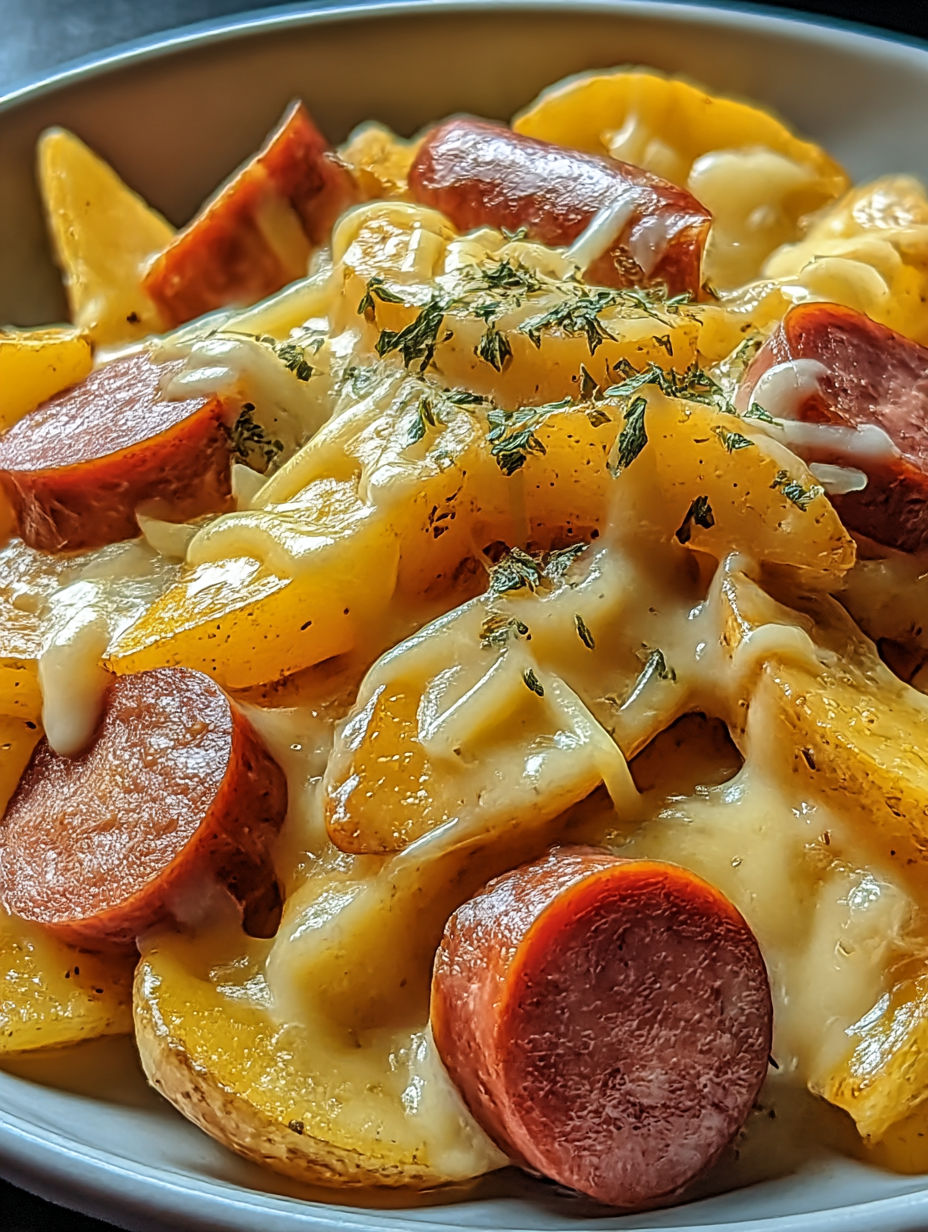 A plate of food with a hot dog and cheese.