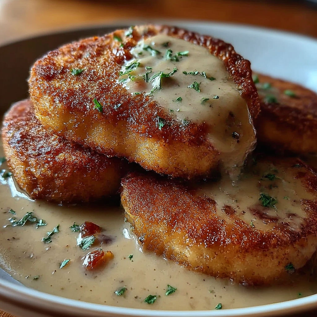 A plate of food with a sauce on top.