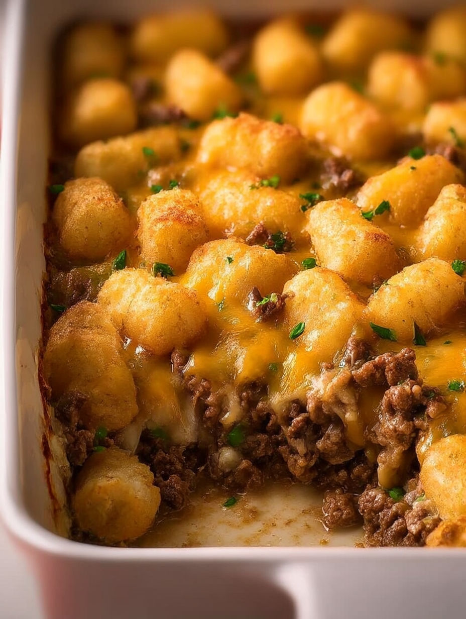 A delicious looking casserole dish filled with cheese and potatoes.