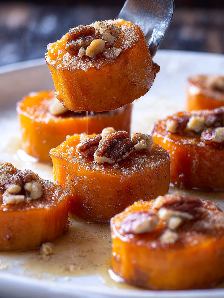 A close up of a carrot being drizzled with a sauce.