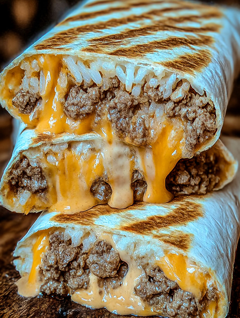A burrito with meat and cheese.