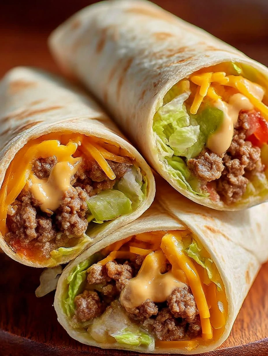 A recipe for a burrito with meat and cheese.