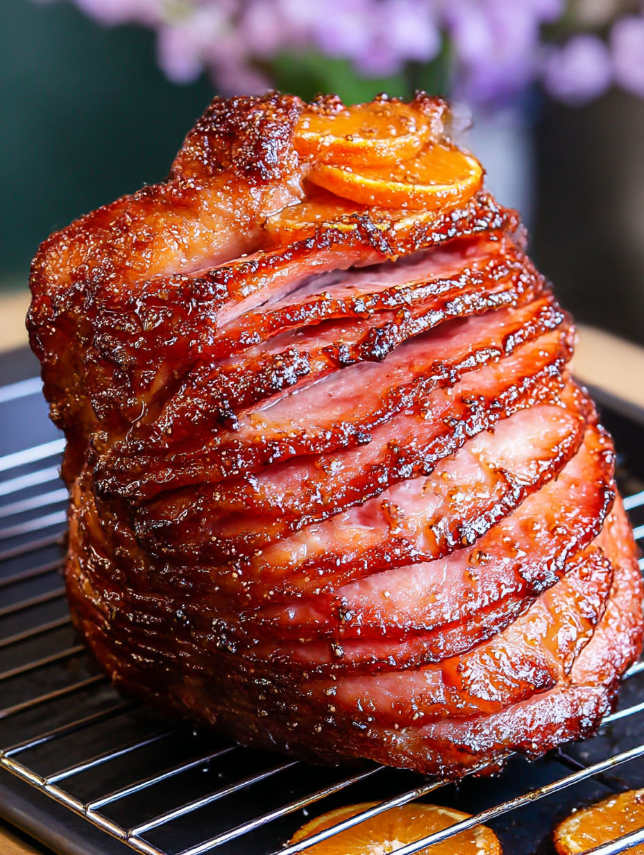A pork roast with a glaze on top.