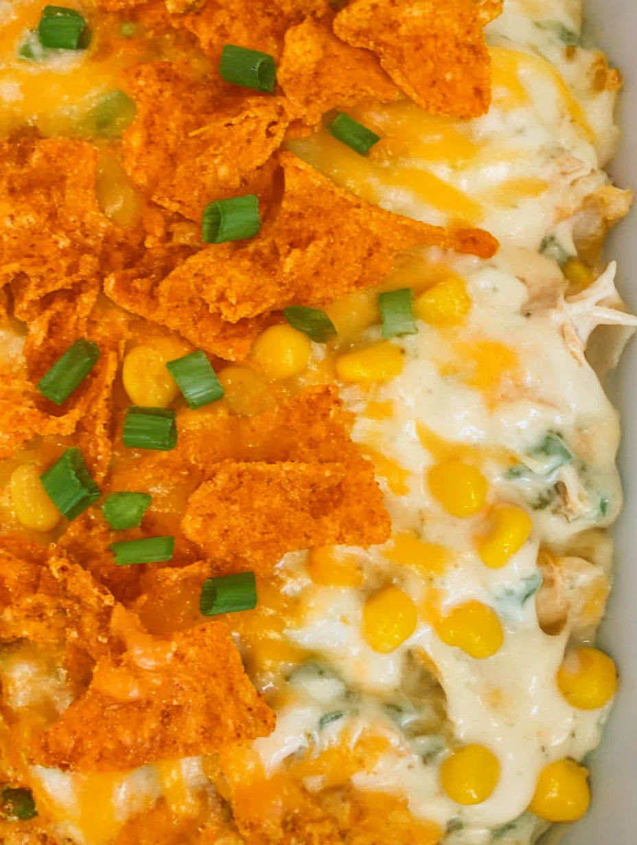 A dish of food with chips and cheese.