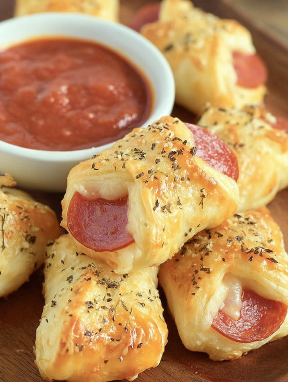 A bowl of sauce with a pizza stick in it.