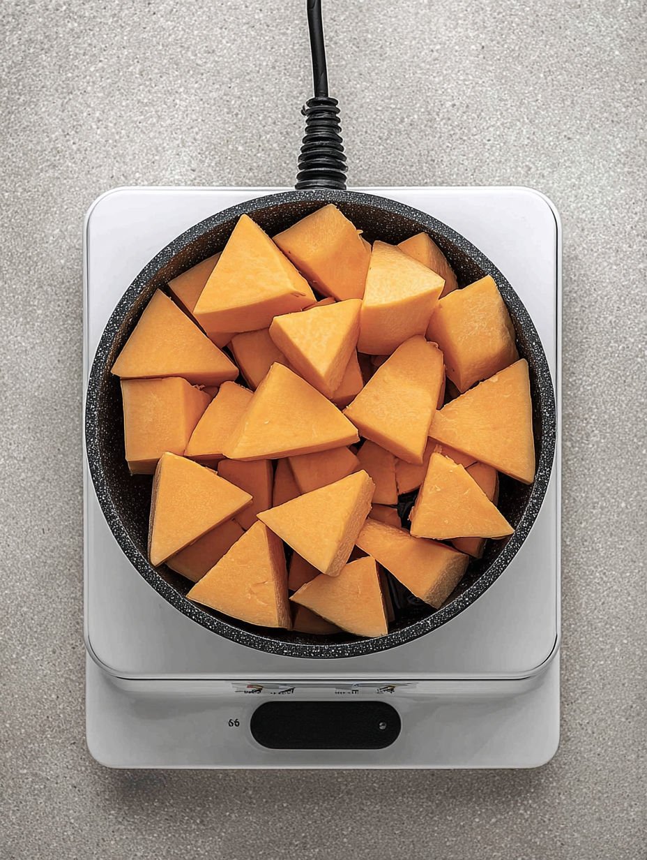 A bowl of sliced carrots on a scale.