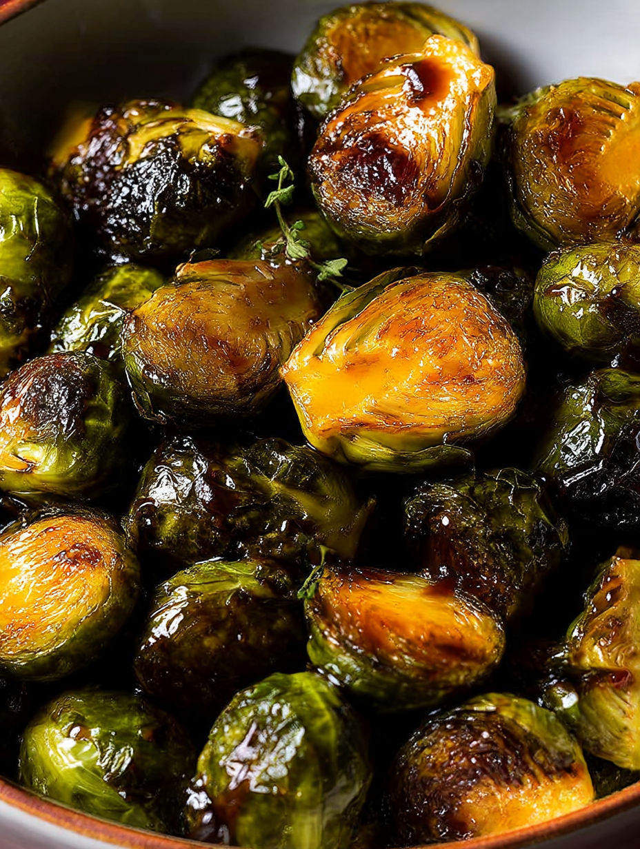 A close up of a plate of cooked brussel sprouts.