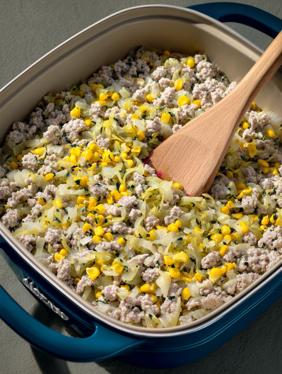 A bowl of food with a wooden spoon in it.