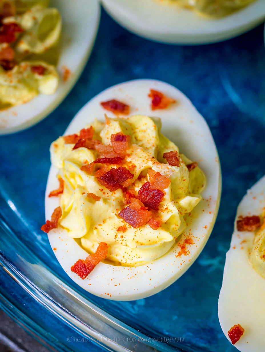 A plate of eggs with bacon on top.