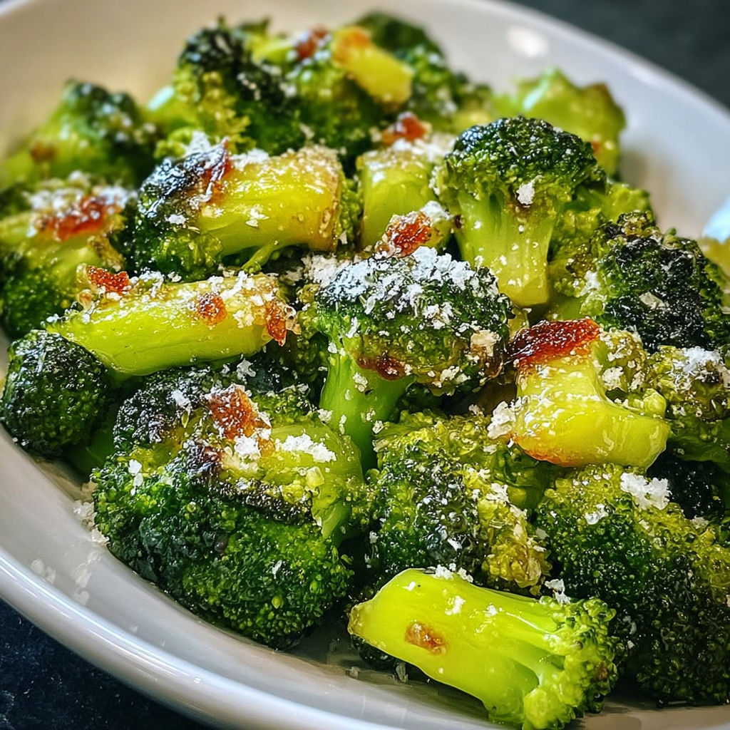 A bowl of broccoli with salt on top.