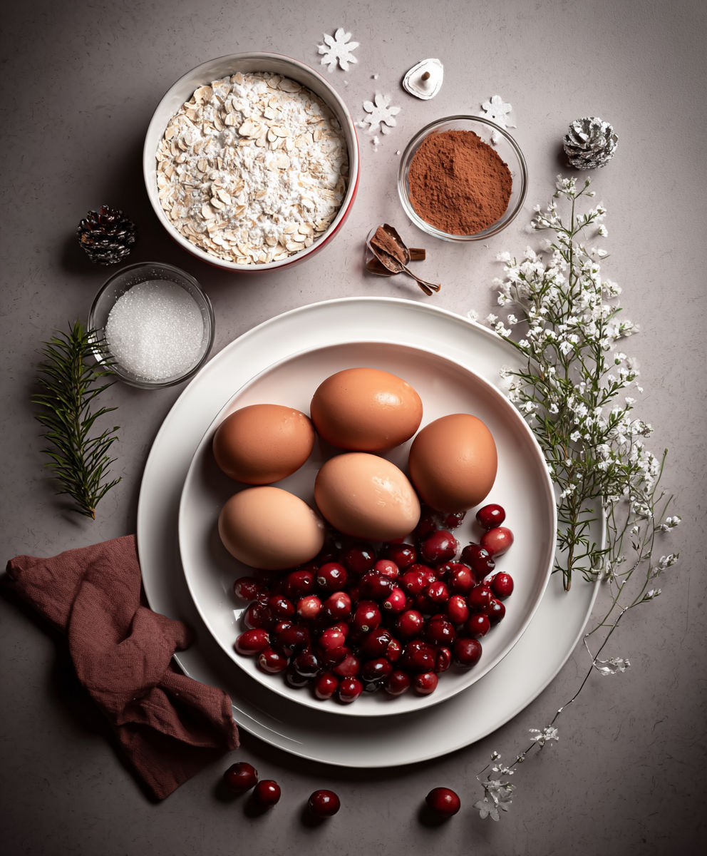 A plate of eggs and berries.