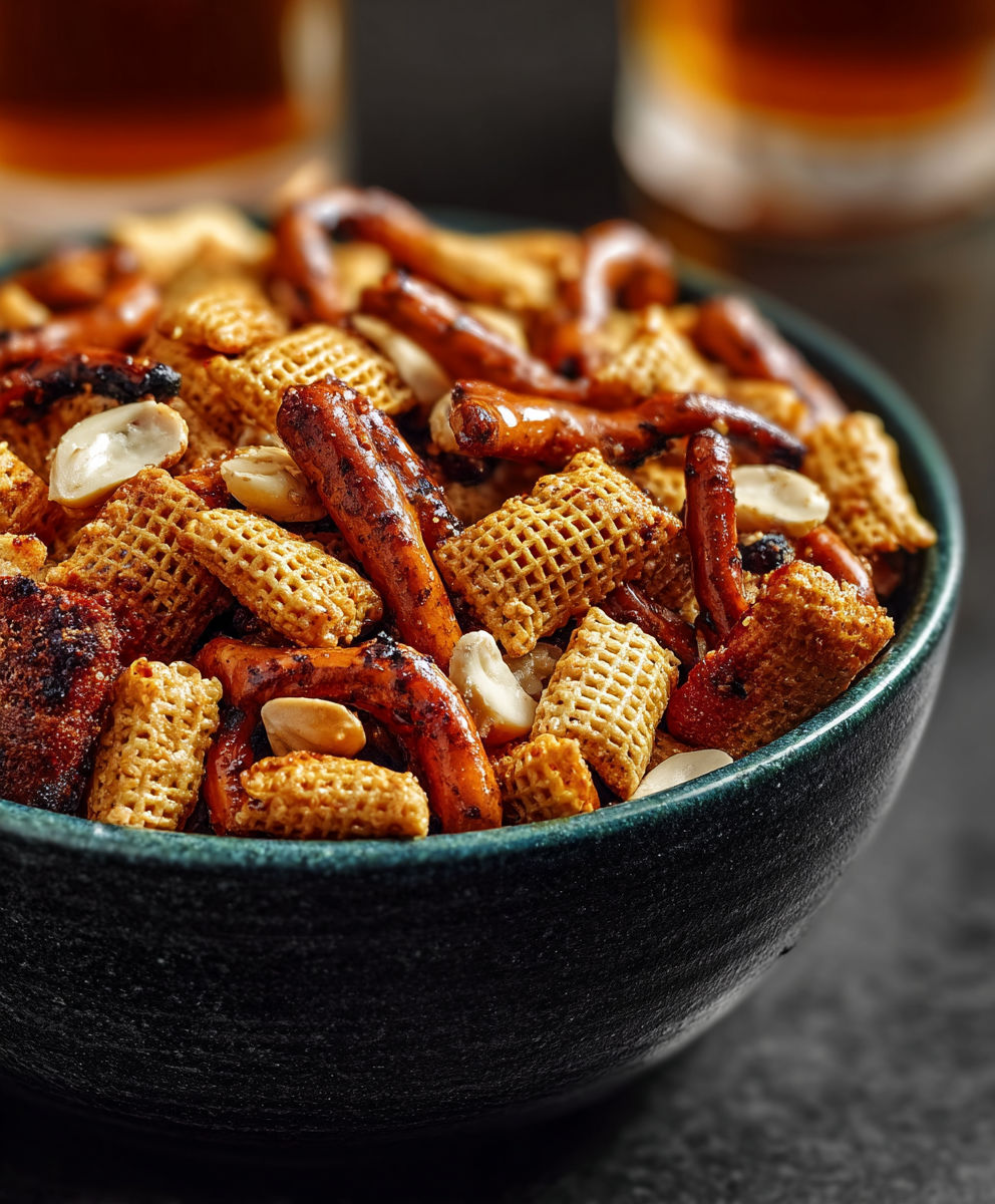 A bowl of cereal with nuts and candy.