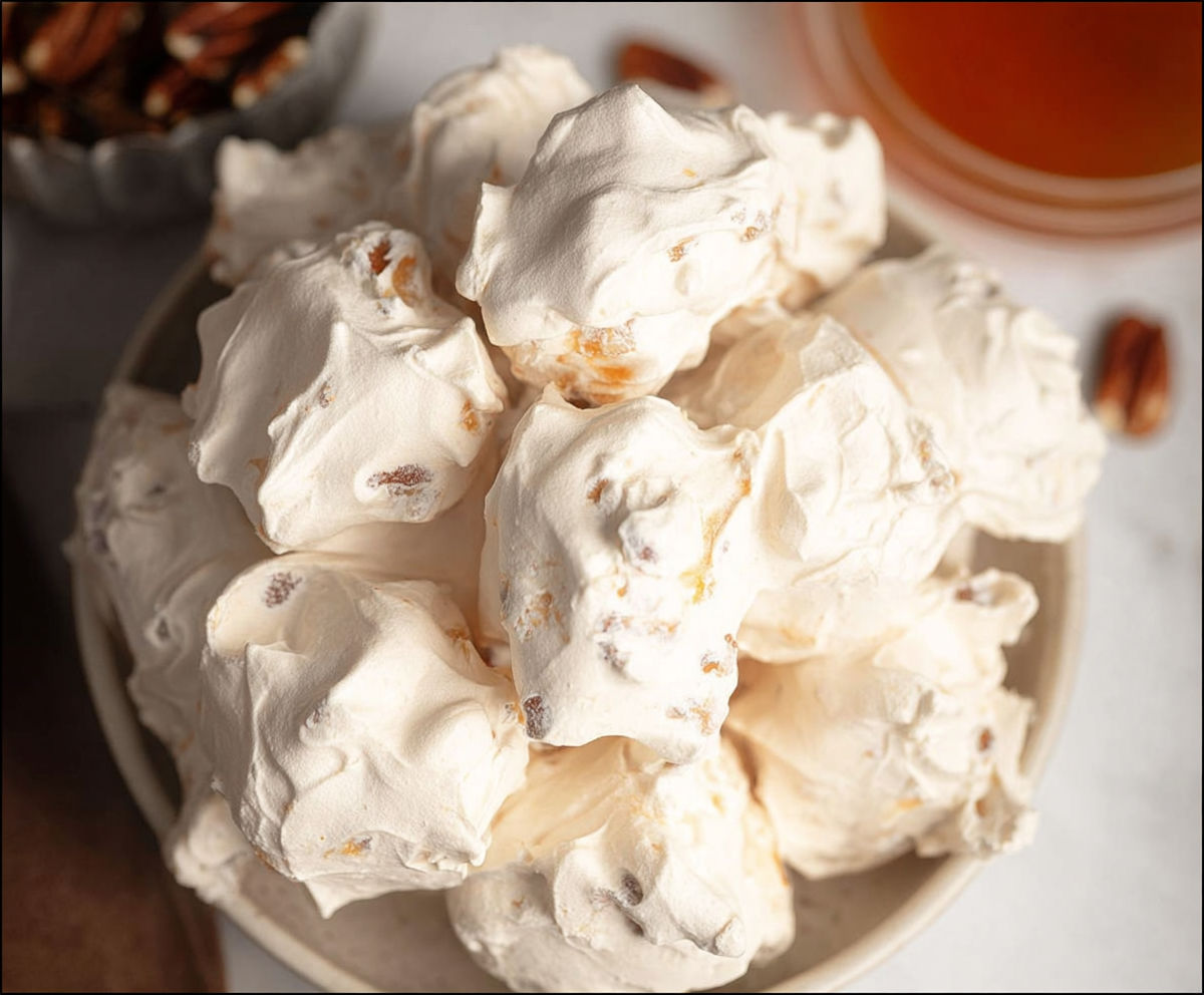 A bowl of popcorn with a nut on top.