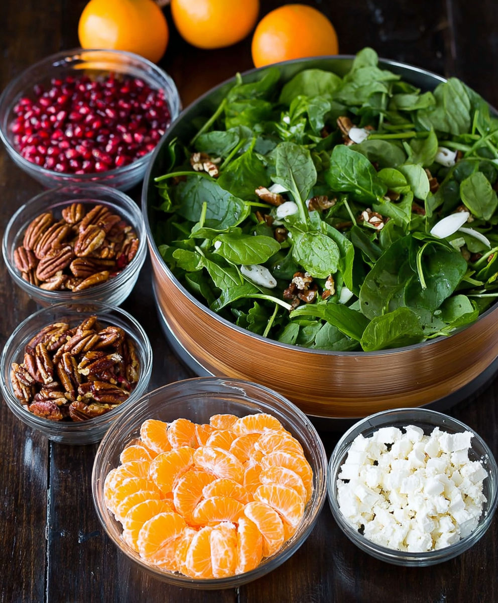 A bowl of greens and a bowl of nuts.