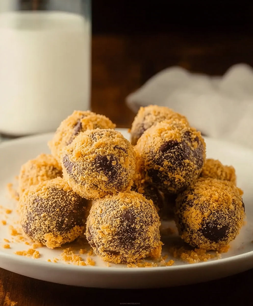 A plate of chocolate covered balls.
