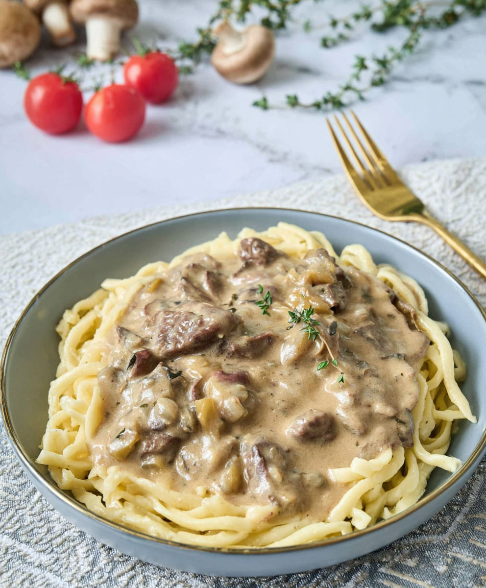 A plate of pasta with meat sauce.