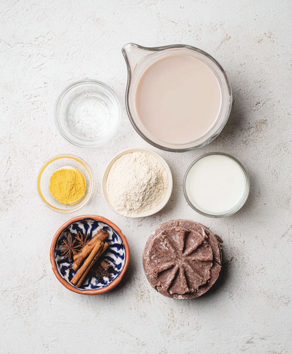 A variety of ingredients for making a cake.