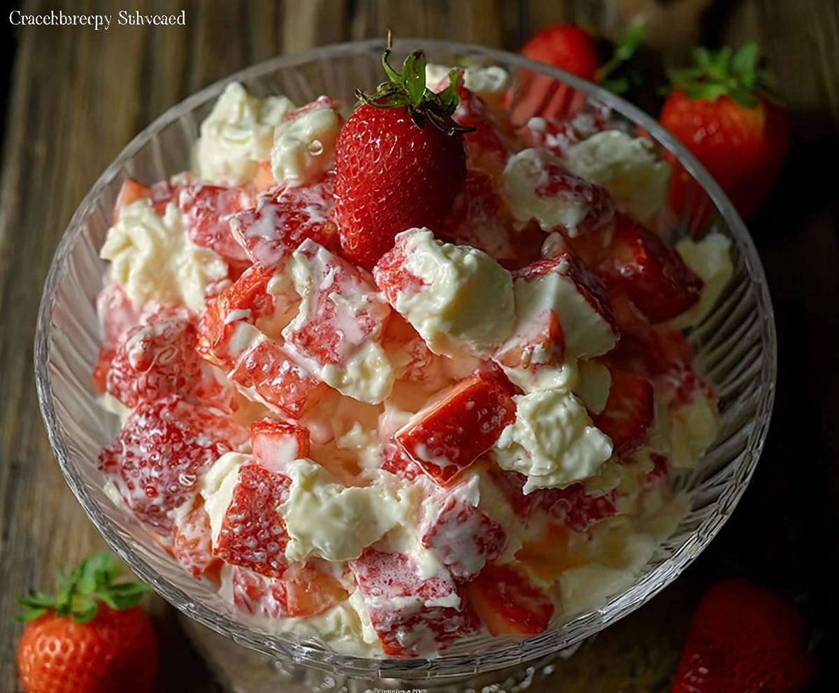 A bowl of strawberry whipped cream.