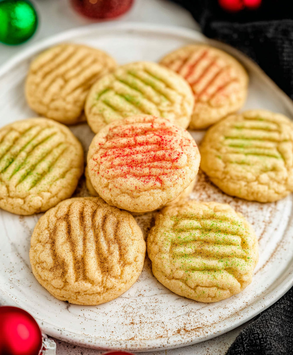 A plate of cookies with green, red and white frosting.
