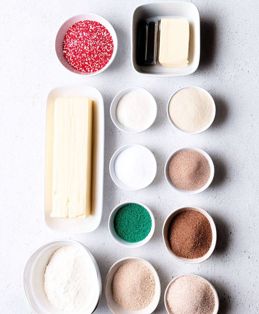 A variety of food items are displayed in containers.