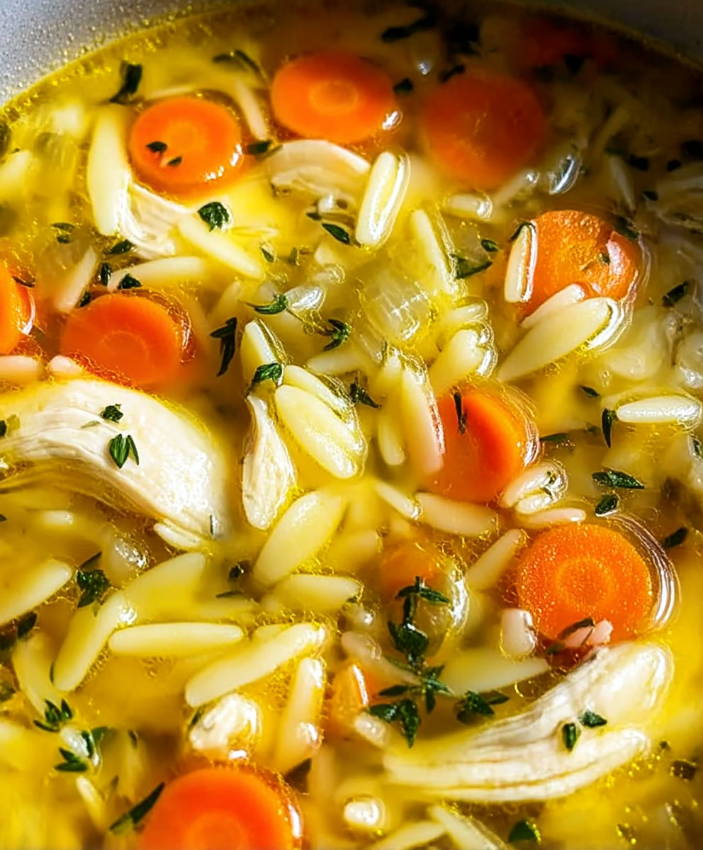 A bowl of soup with carrots and rice.