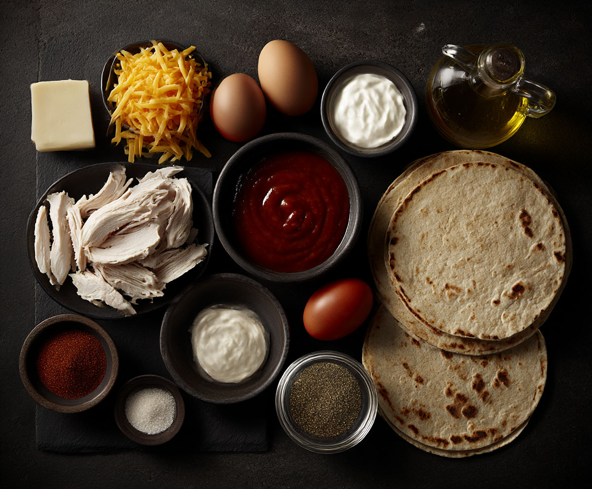 A table with various food items on it.