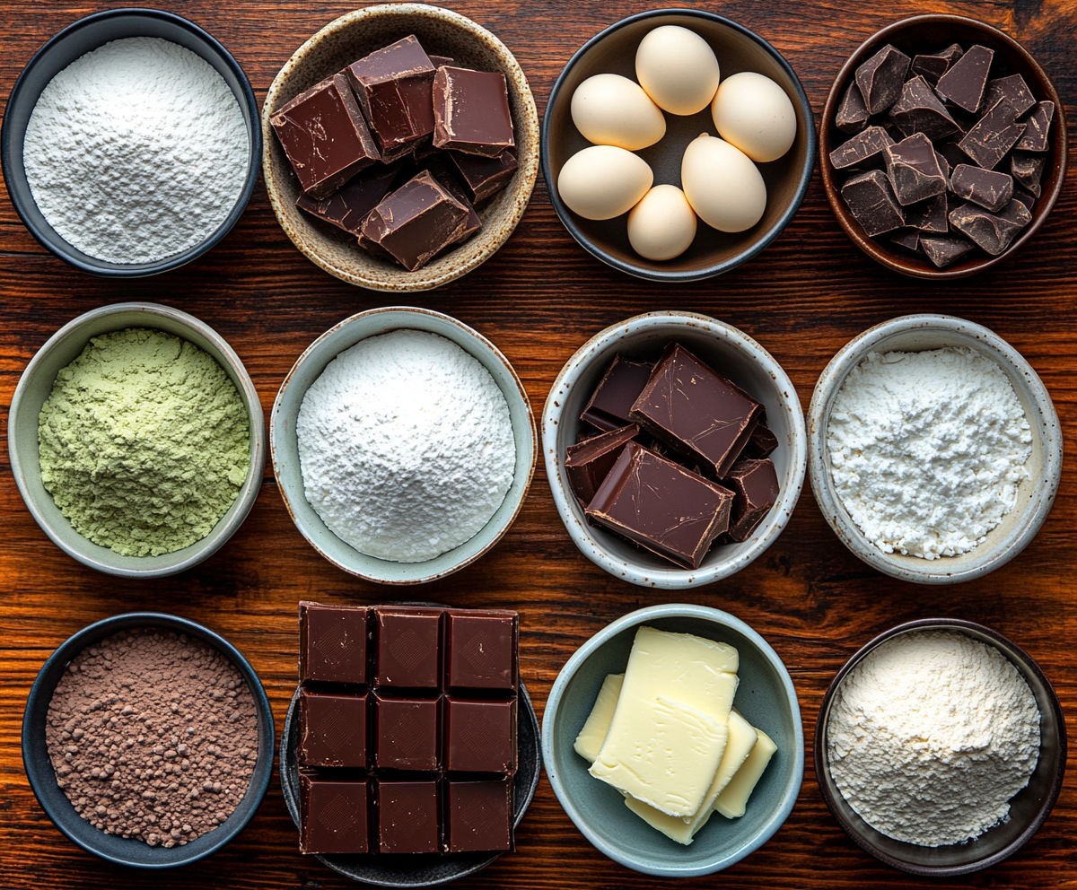 A variety of foods are displayed on a table.