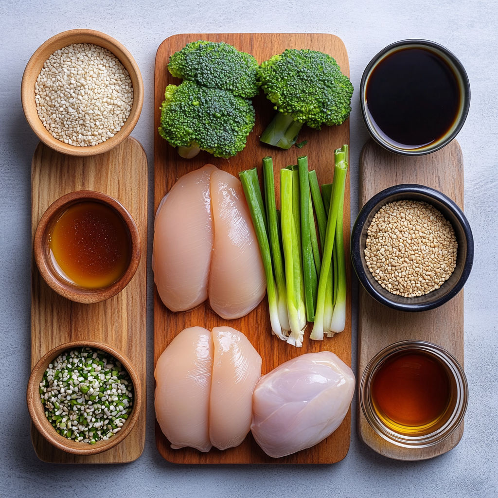 A wooden cutting board with a variety of foods on it.