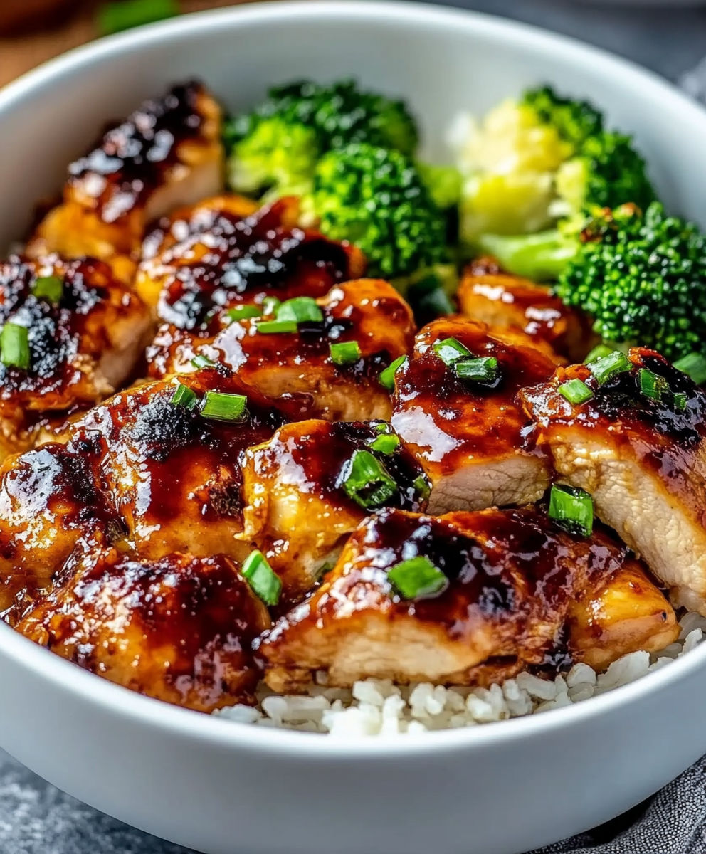 A bowl of food with chicken and broccoli.
